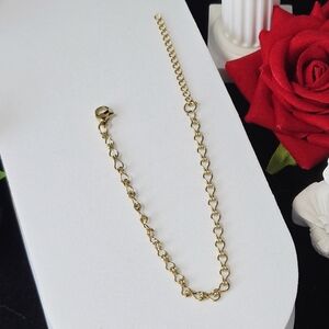 Gold Jack Chain Bracelet 3mm Light Bulb Chain Stainless Steel 8" Minimalist Chic
